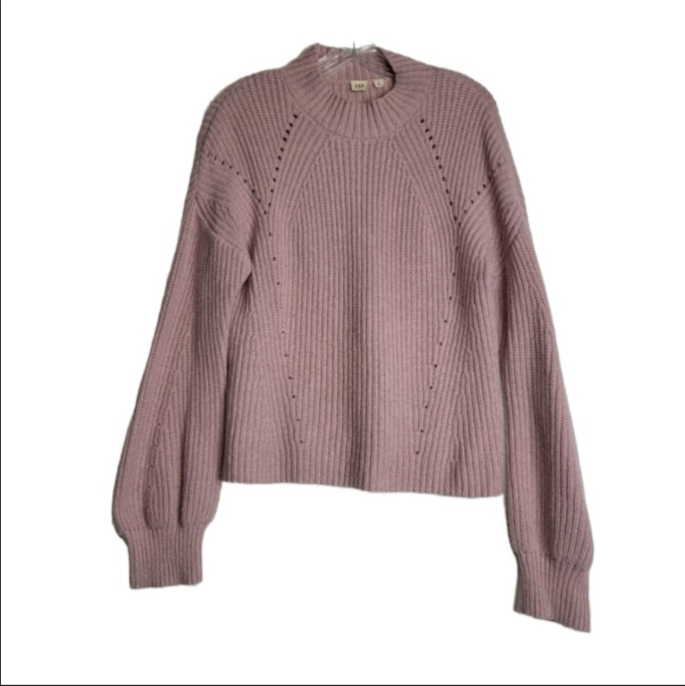 Gap Sculpted Sleeve Wool Blend Mock Neck Sweater Size Midium